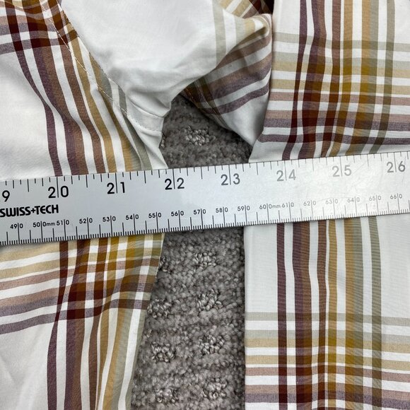 Eddie Bauer Plaid Shirt Men Medium M Brown Button Down Long Sleeve Polo Preppy - Picture 9 of 10